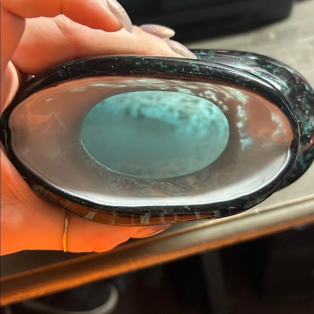Hand Blown Large Black, Blue with Gold Flecks 10.5